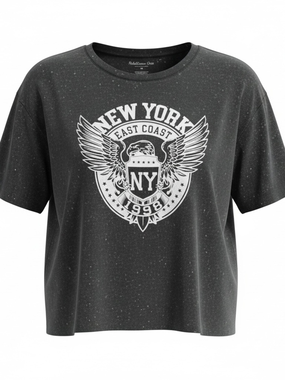 Rebellious One Black Speckled New York Crest Tee